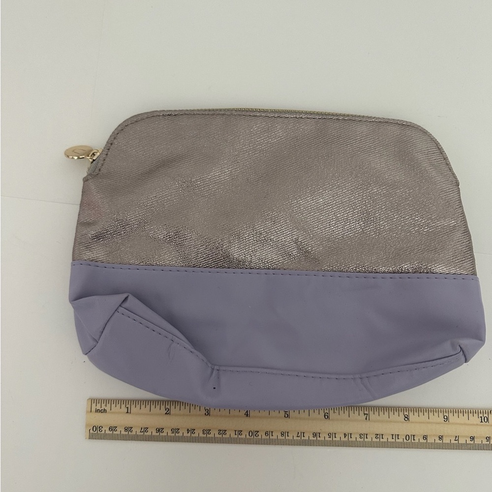 Nordstrom Lavender & Metallic Two-Tone Zip Cosmetic Bag - Picture 4 of 7